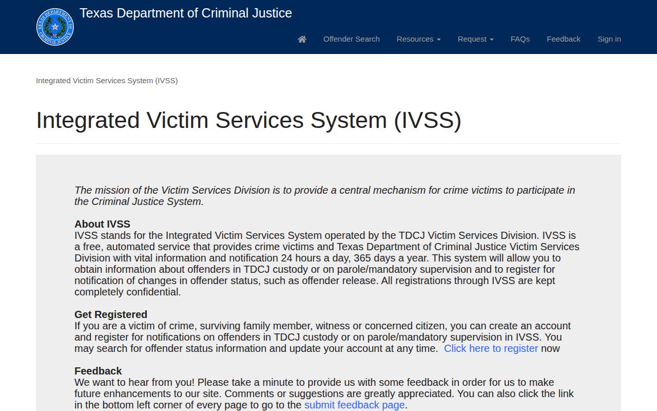 TDCJ IVSS release date notifications for Lavaca County state prisoners